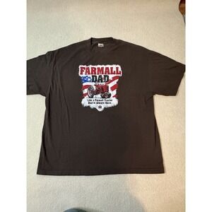 Farmall Dad Red Tractor Crewneck Heavyweight Cotton Brown Mens 2XL T-Shirt